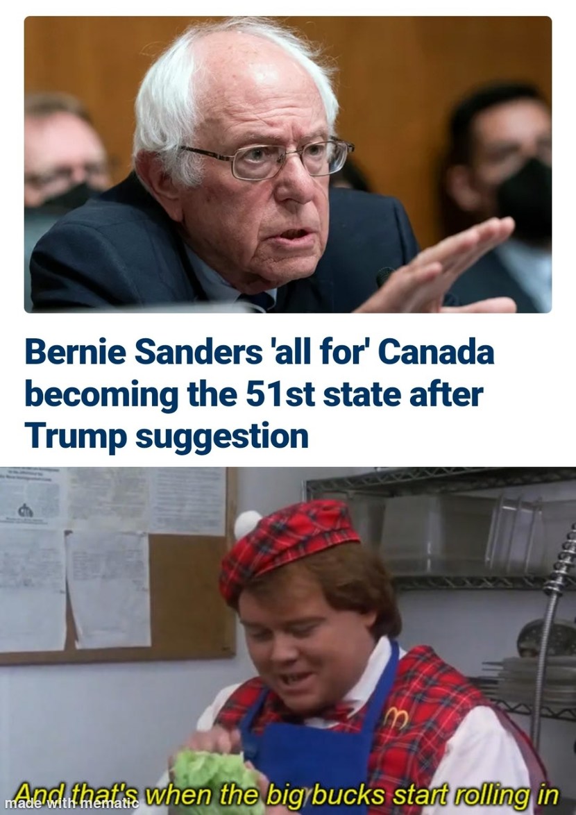 Bernie is playing both sides - meme