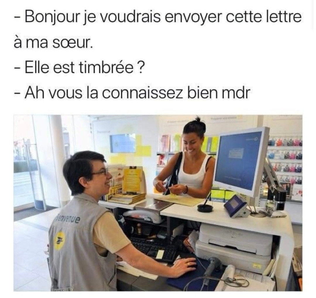 Elle est timbrée ? Oui, et c’est ma sœur - meme