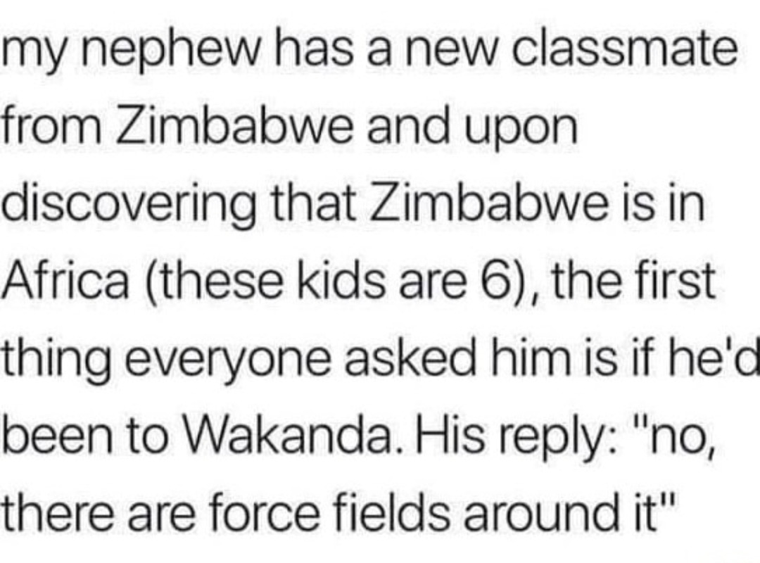 Kid asked if he's been to Wakanda and he hit back with the force field lore - meme