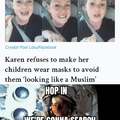Karen refuses to make her children wear masks to avoid them looking like a muslim