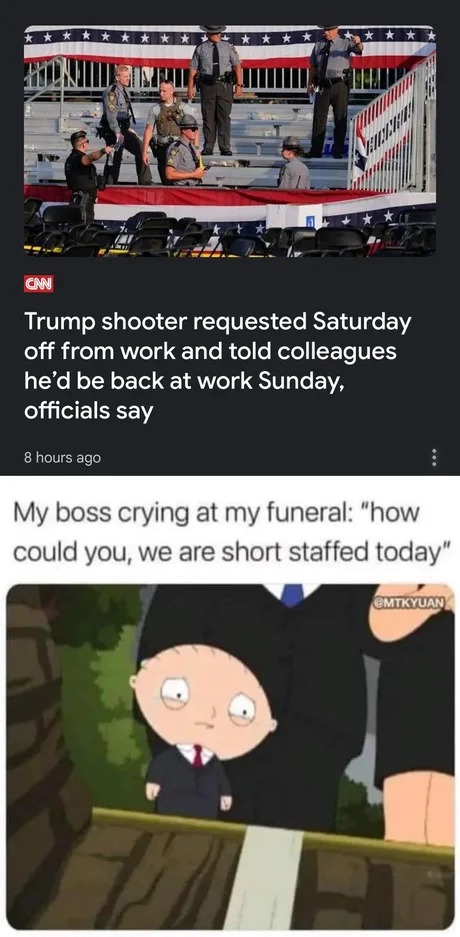 Trump shooter work meme
