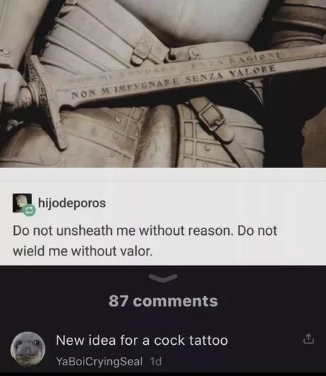 Engraved on a sword - meme
