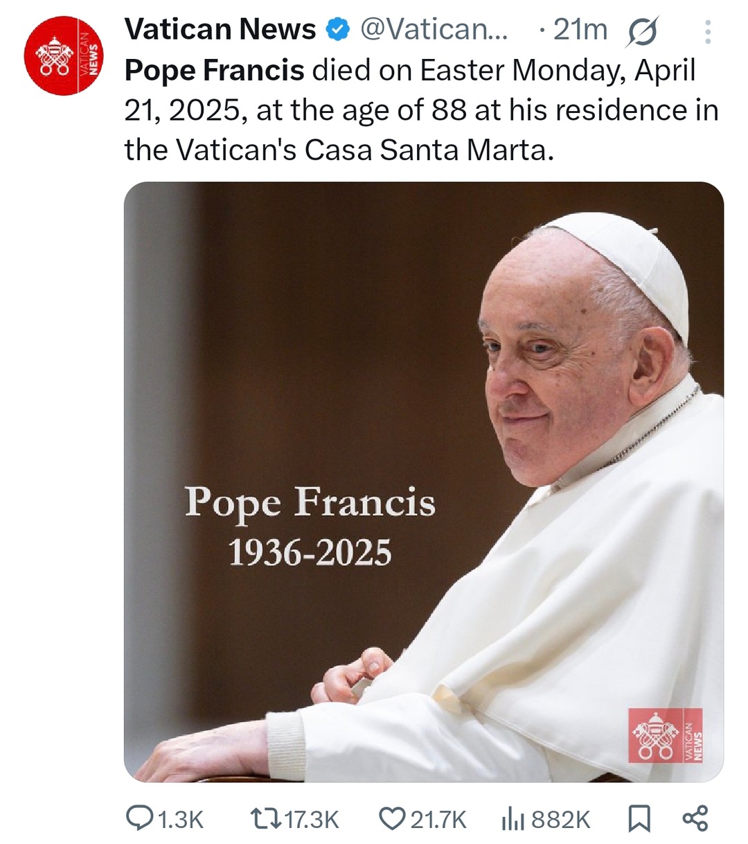 Pope Francis dead meme news