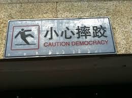 This translation fail shows that democracy could cause the government to fall. - meme
