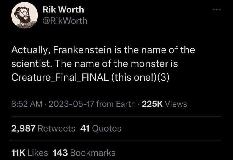 At least he's Frank. Or not. - meme