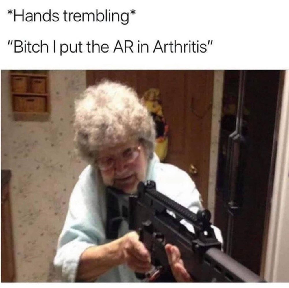 Grandma is strapped - meme