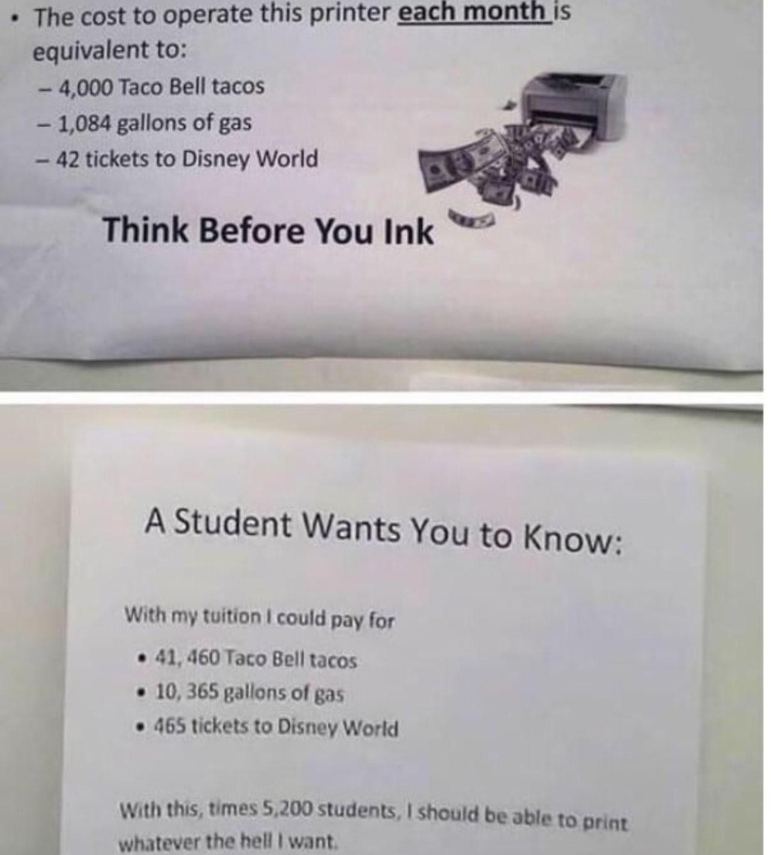 printing notes in college