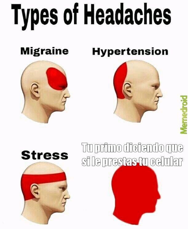 Tipos de dolor de cabeza - meme