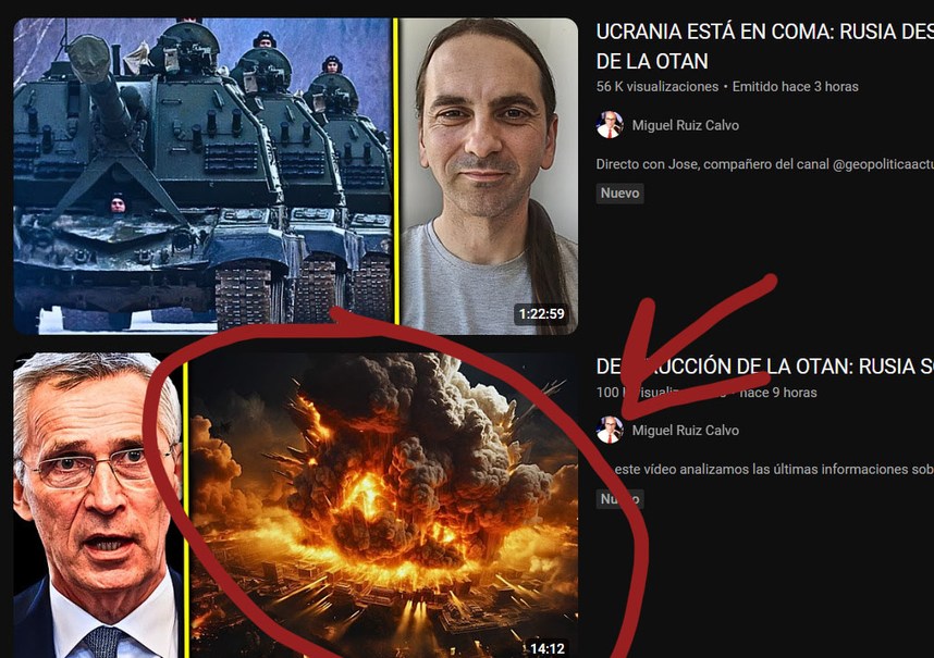 alguienv conoce ese canal? xd siempre sube miniaturas como esa, en uno de sus videos subio una miniatura con godzila y el tema de sus videos siempre son sobre la guerra rusia-ucrania lol - meme