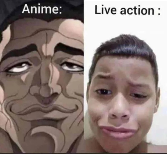 anime vs live action - meme