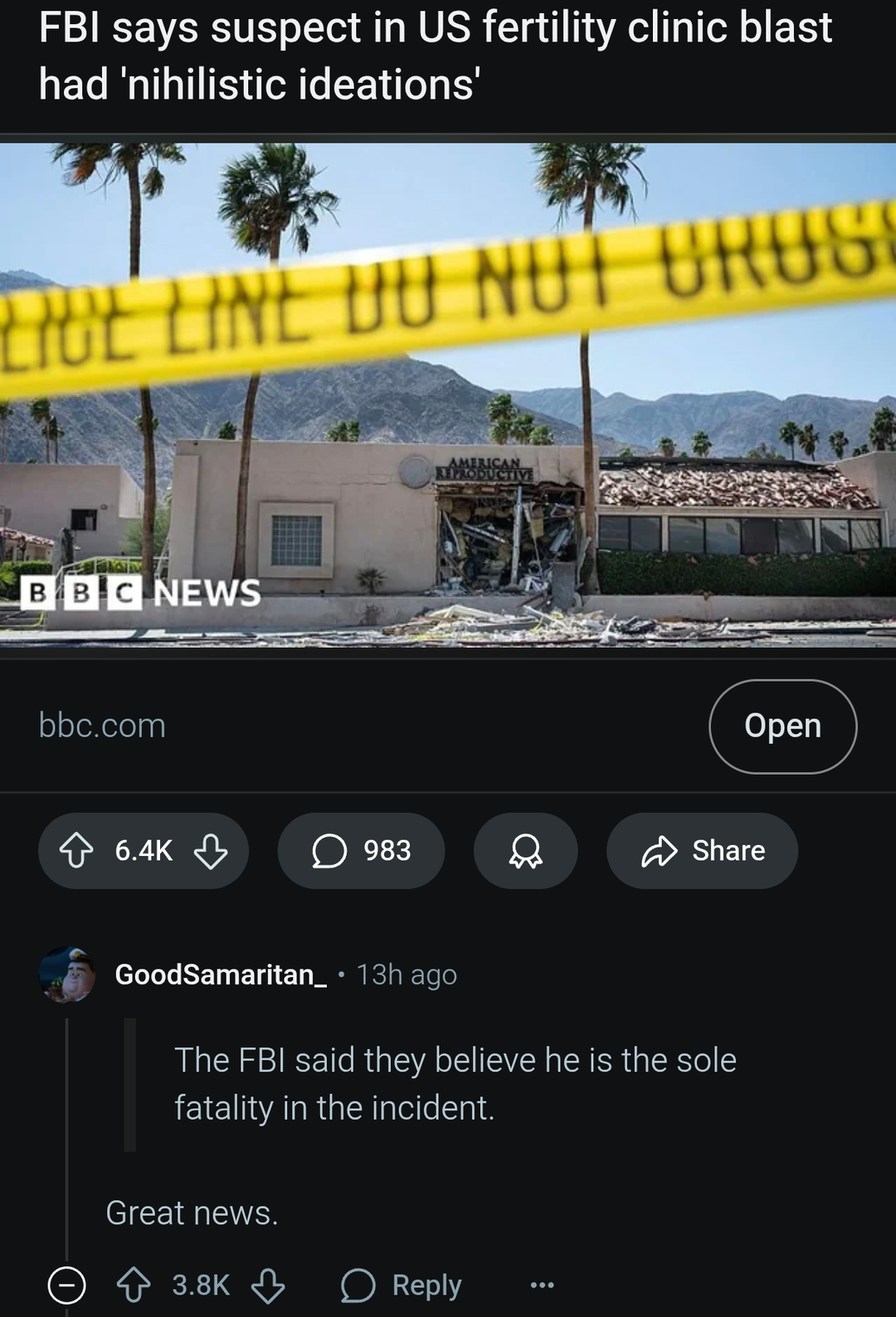 FBI: Fertility clinic bomber had ‘nihilistic ideations’ - meme