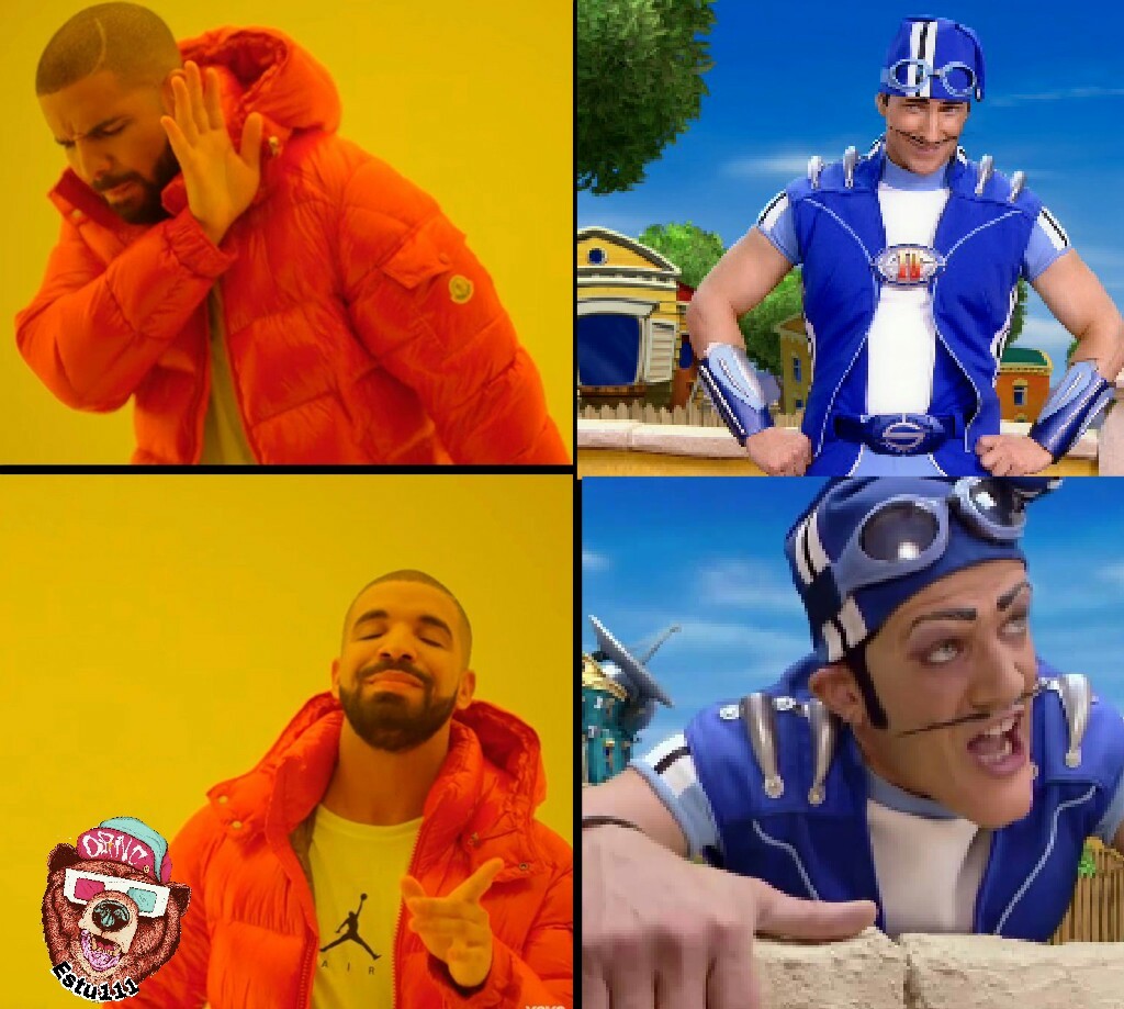 El titulo está con Robbie Rotten - meme