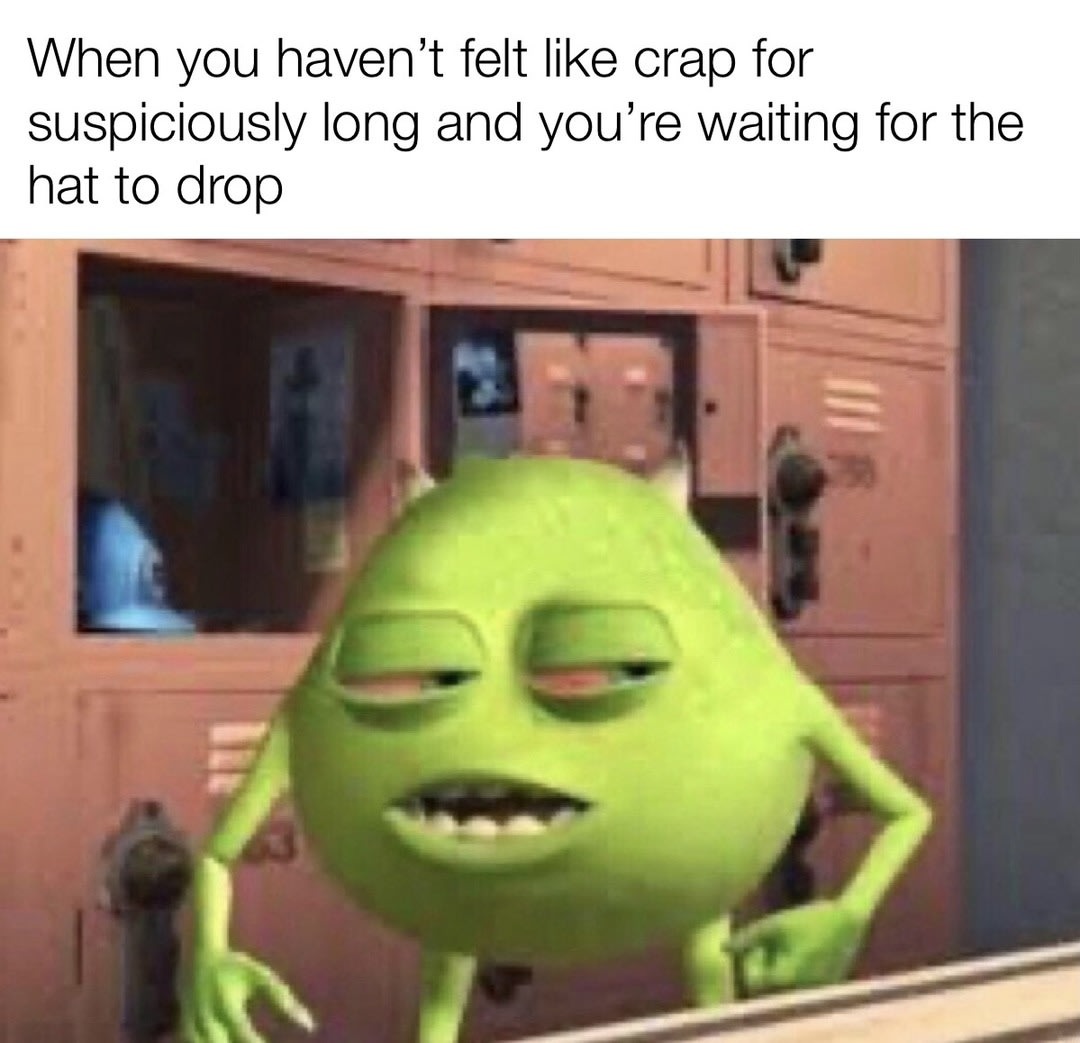 Waiting for the hat to drop - meme