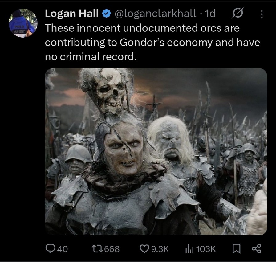 Gondor's women want to feel like they're superior and compassionate, so I guess we have to open the gates. - meme