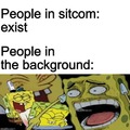 People in the background of the sitcoms