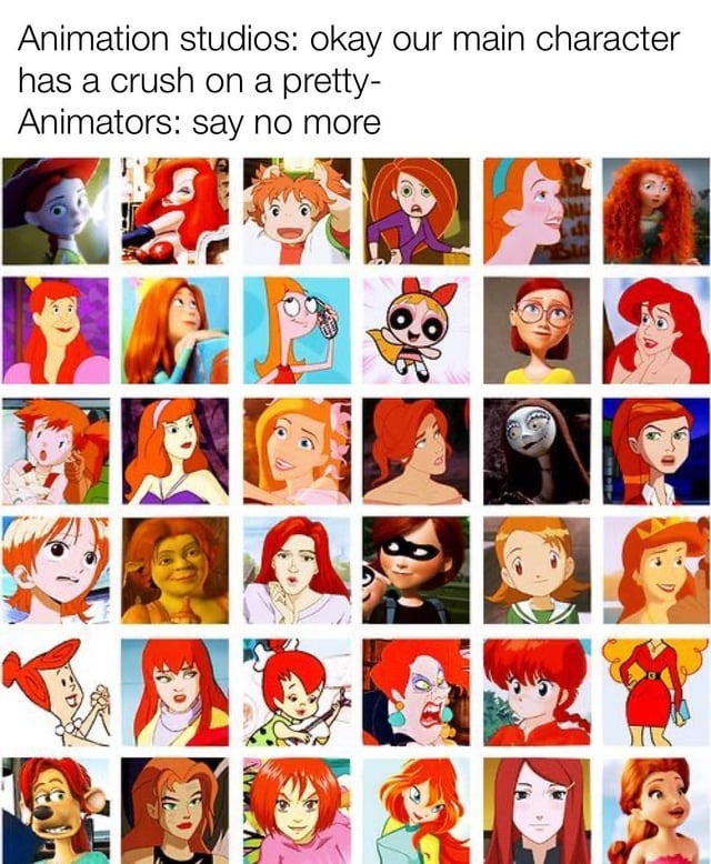Redheads in animation - meme