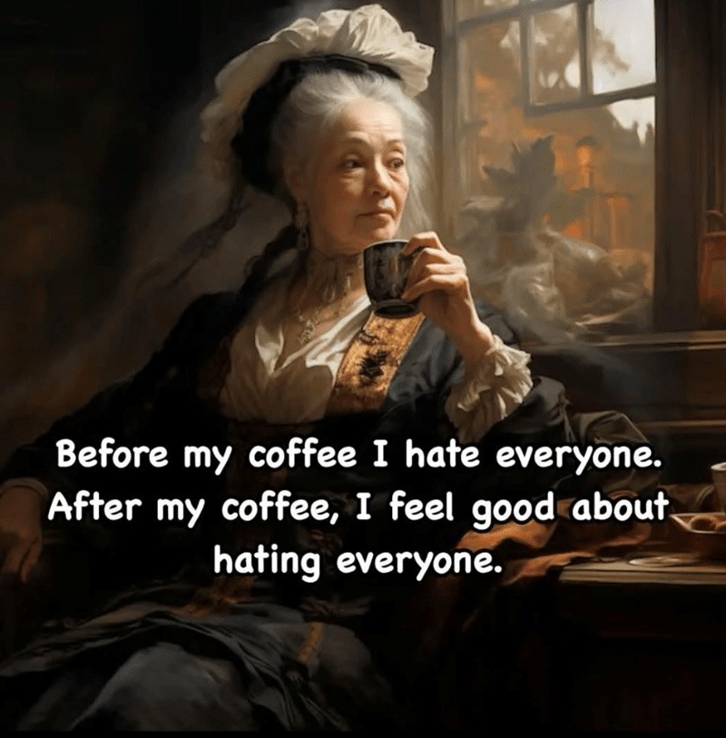 Coffee doesn’t fix me, it just makes me more efficient at hating - meme
