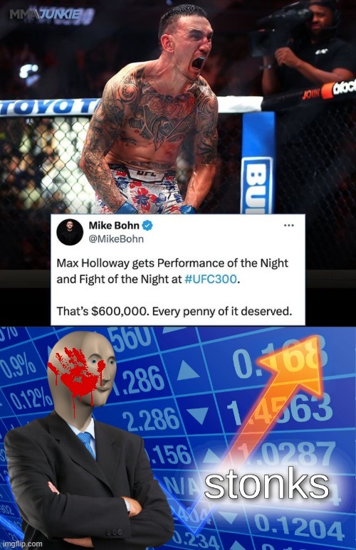 Max Holloway $600,000 bonus meme