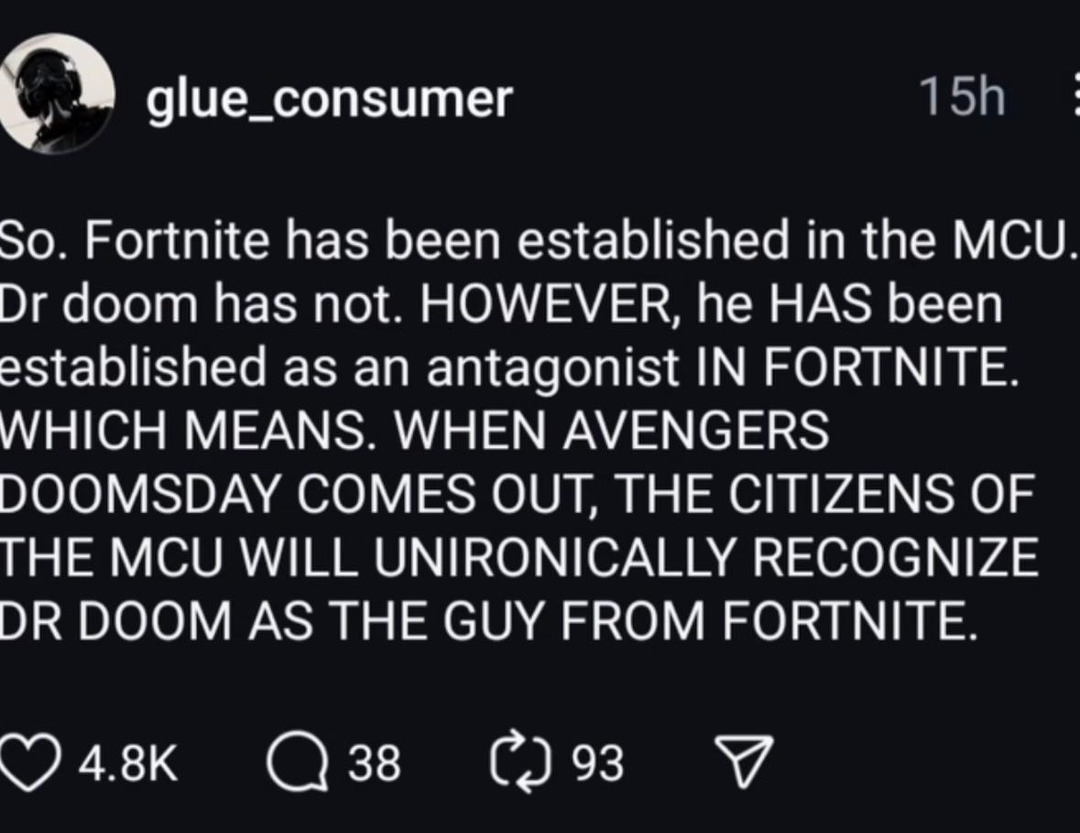 MCU fans learning about Dr Doom from Fortnite - meme