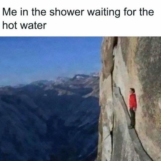 Waiting for the water to heat up be like ... - meme