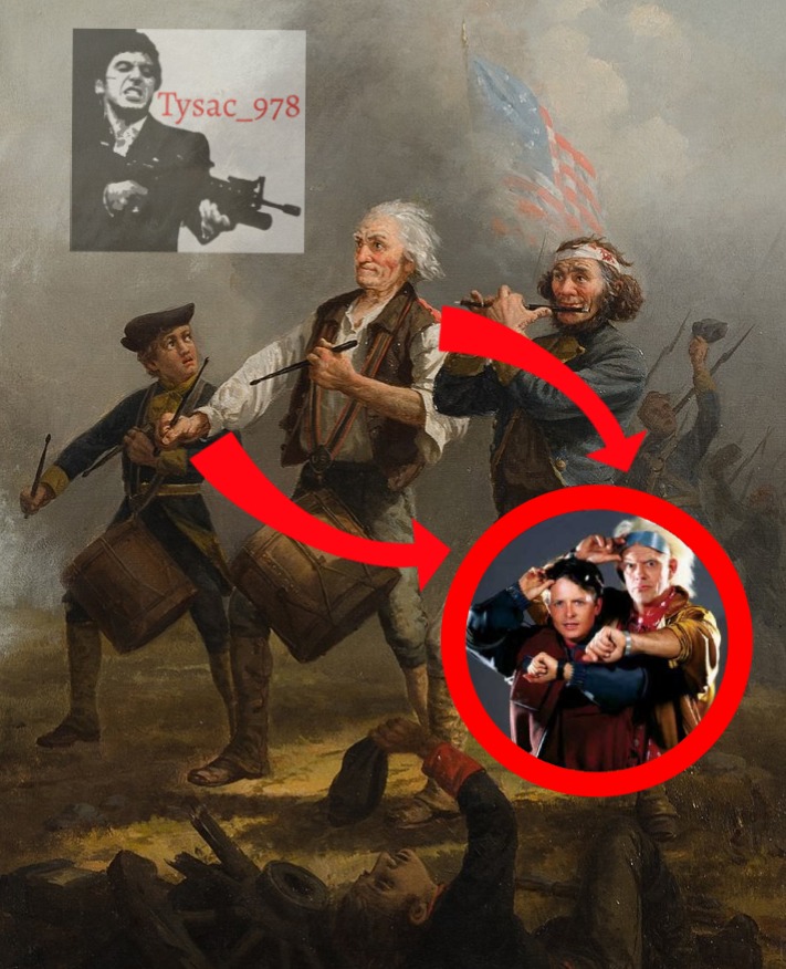 Yankee Doodle/The spirit of '76, cuadro pintado por Archibald Willard en 1876 por los 100 años de independencia de EEUU - meme