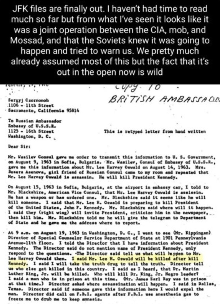 JFK files are out, time for some wild theories - meme
