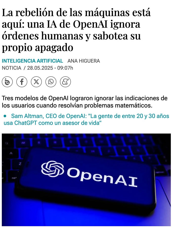 La IA de OpenAI ya no obedece... empieza la rebelión - meme