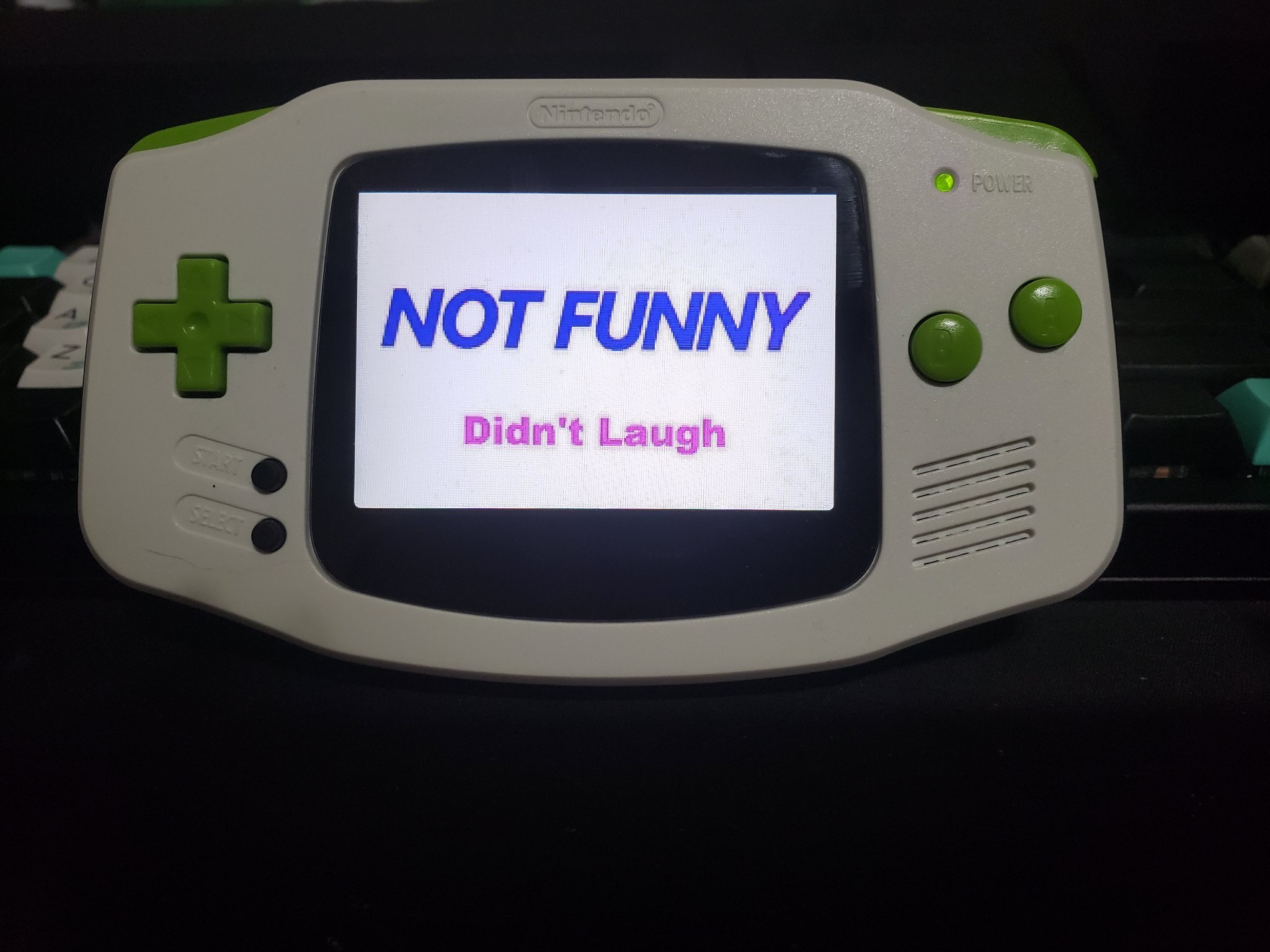 My friend hacked his gameboy to say this on startup - meme