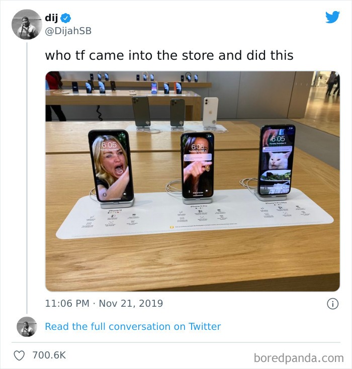 I'm impressed because it's a middle display stand not a wall one - meme