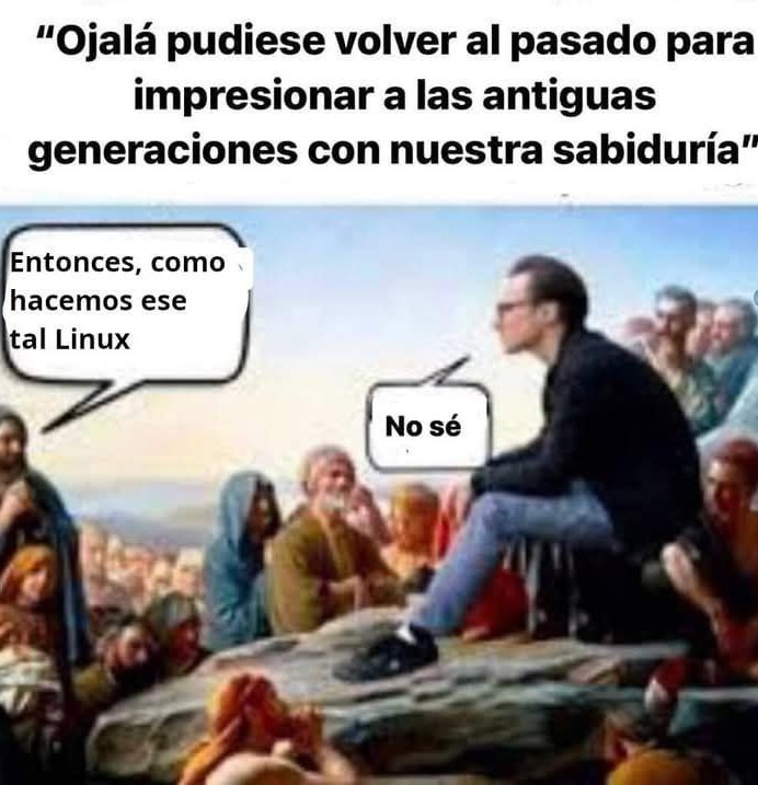 Viajero en el tiempo sin linux - meme