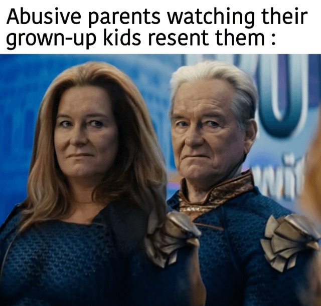 Toxic parents watching karma hit them in 4K - meme