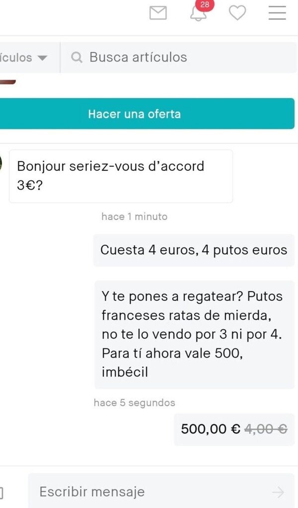 La interacción más amable entre franceses y españoles - meme