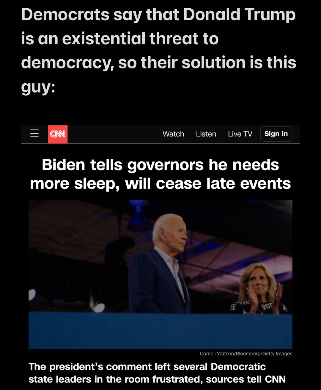 Not voting for someone because they are too old is a legitimate reason to not vote for them - meme