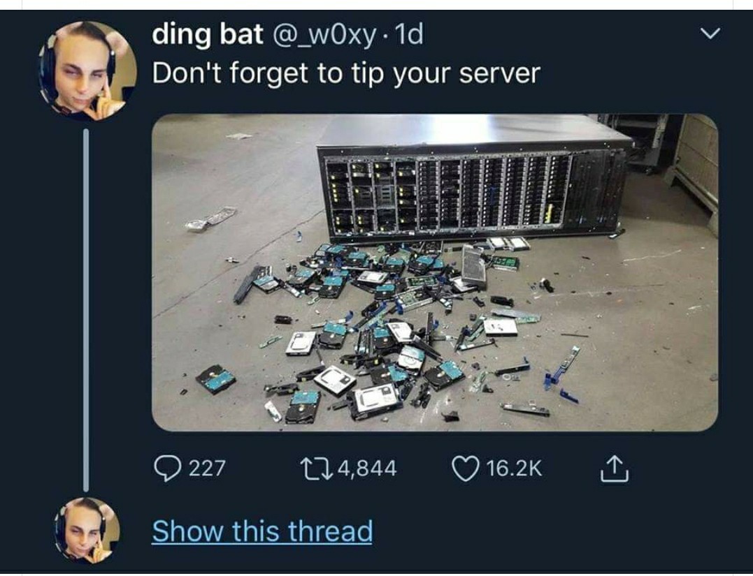 Servers are people too - meme