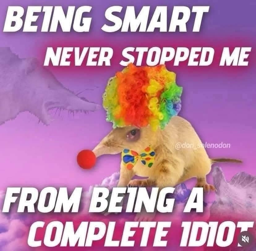 being smart won’t stop the clown within - meme