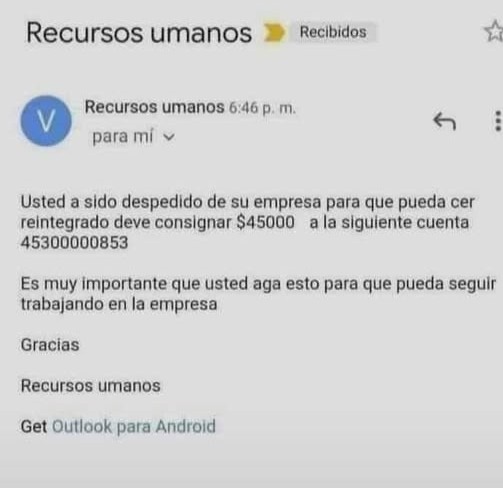 Recursos humanos nivel estafa por WhatsApp - meme
