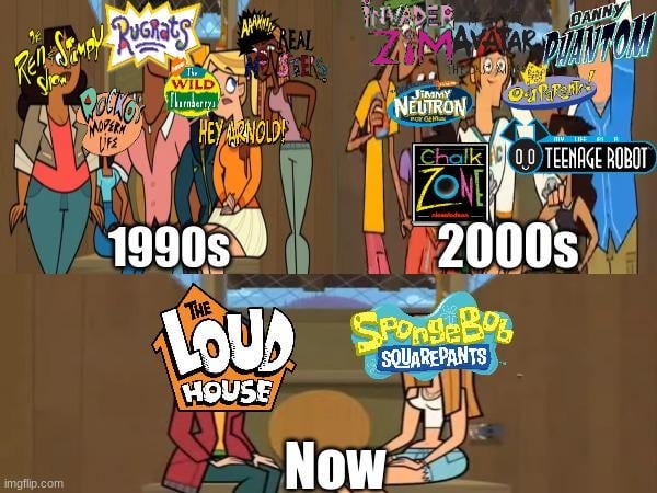 Nickelodeon Cartoons now and then - meme