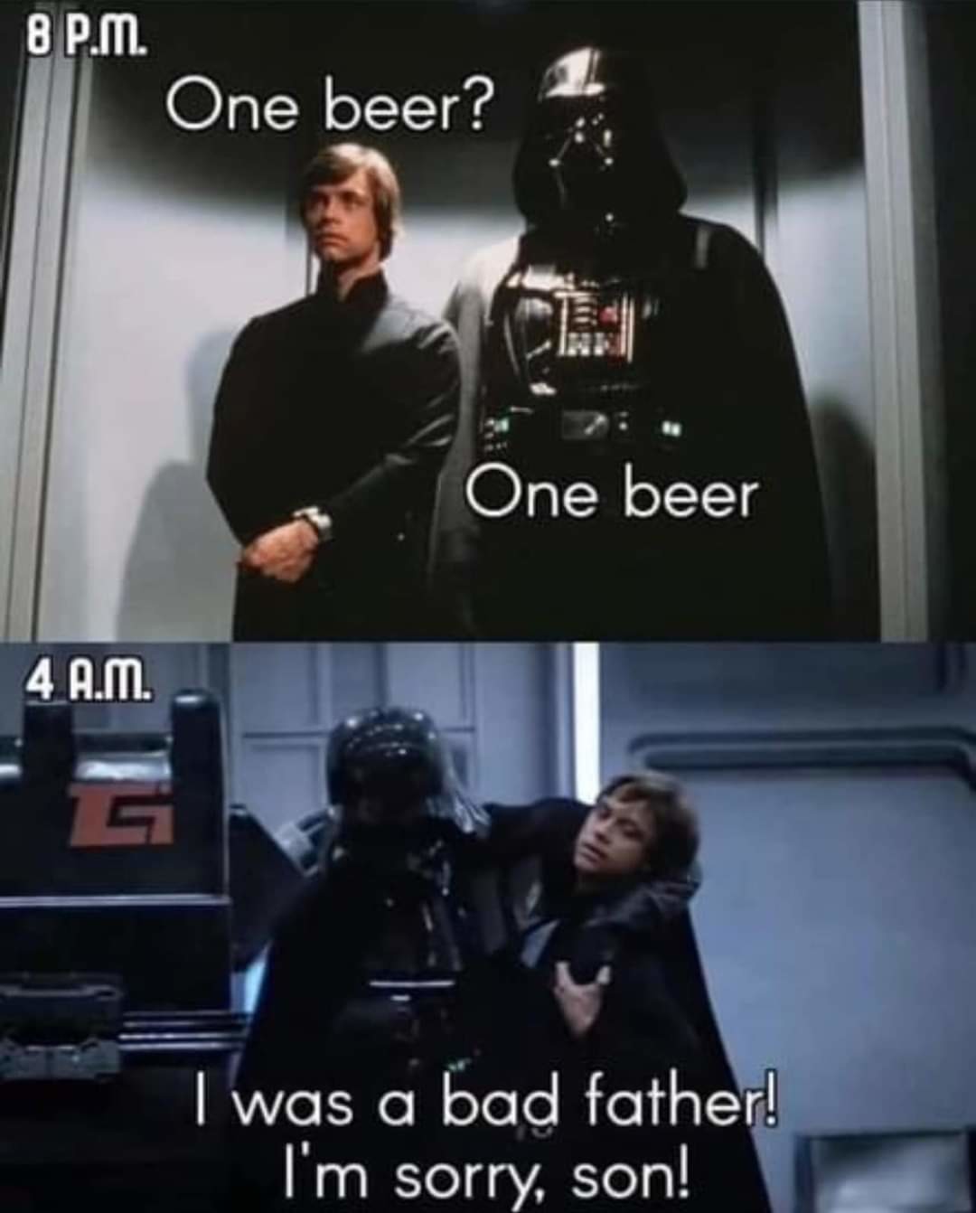 One beer sounds pointless - meme
