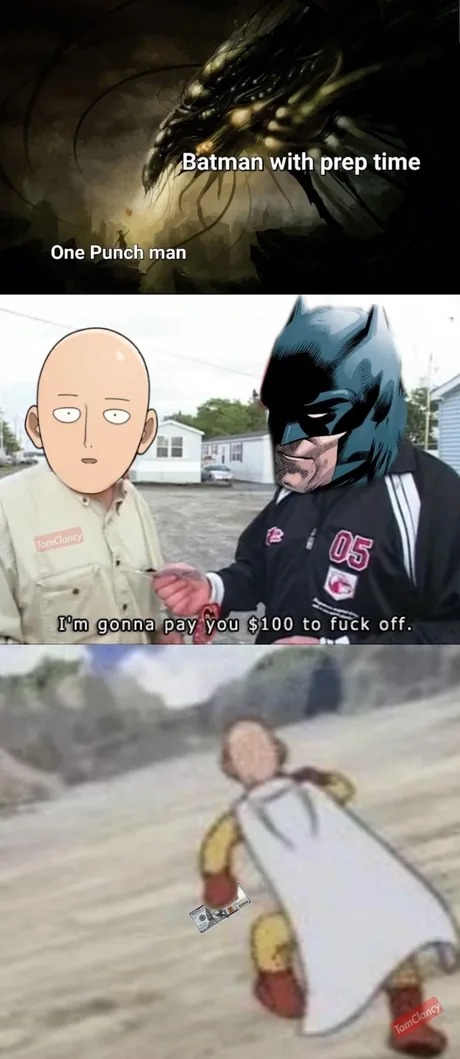 Batman vs One Punch man - meme
