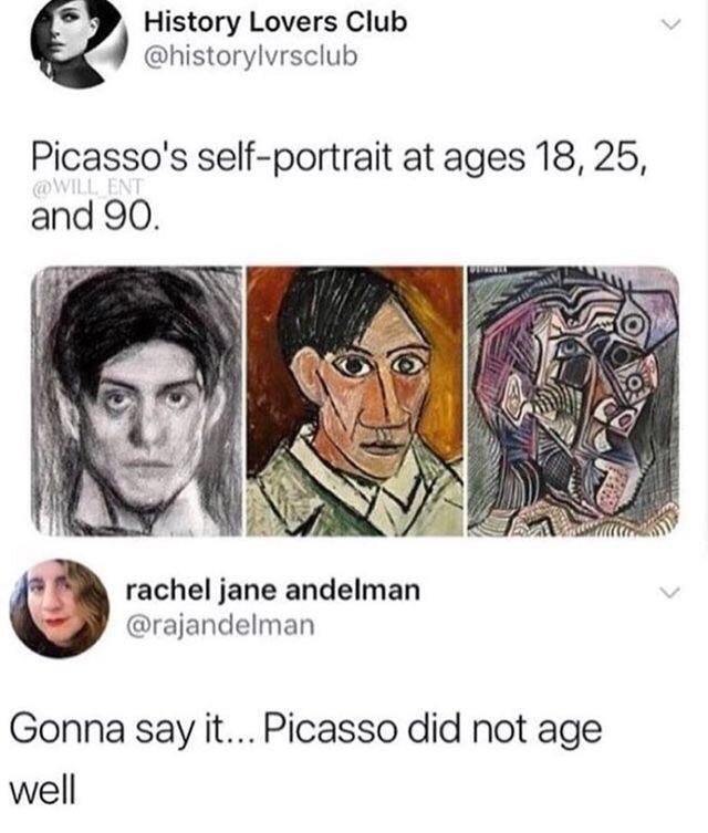 Picasso self-portraits through the years - meme