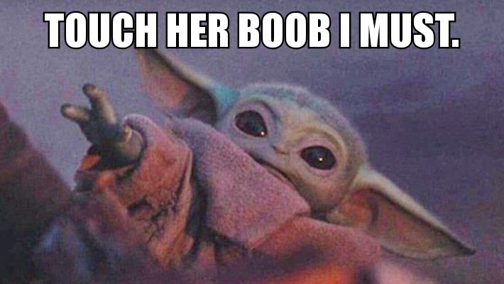 Frisky Baby Yoda - meme