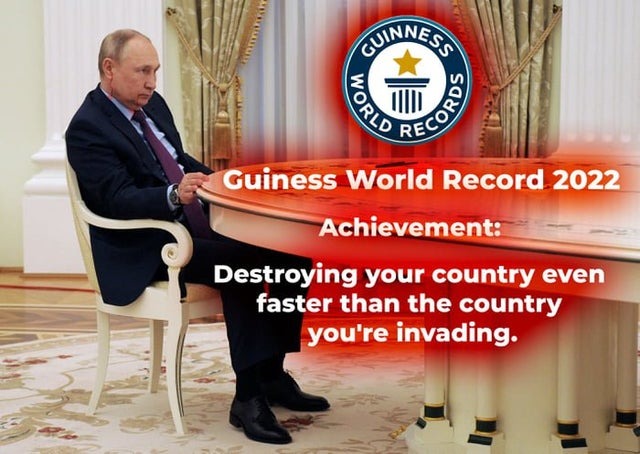 New Guiness world record for Vladimir Putin - meme