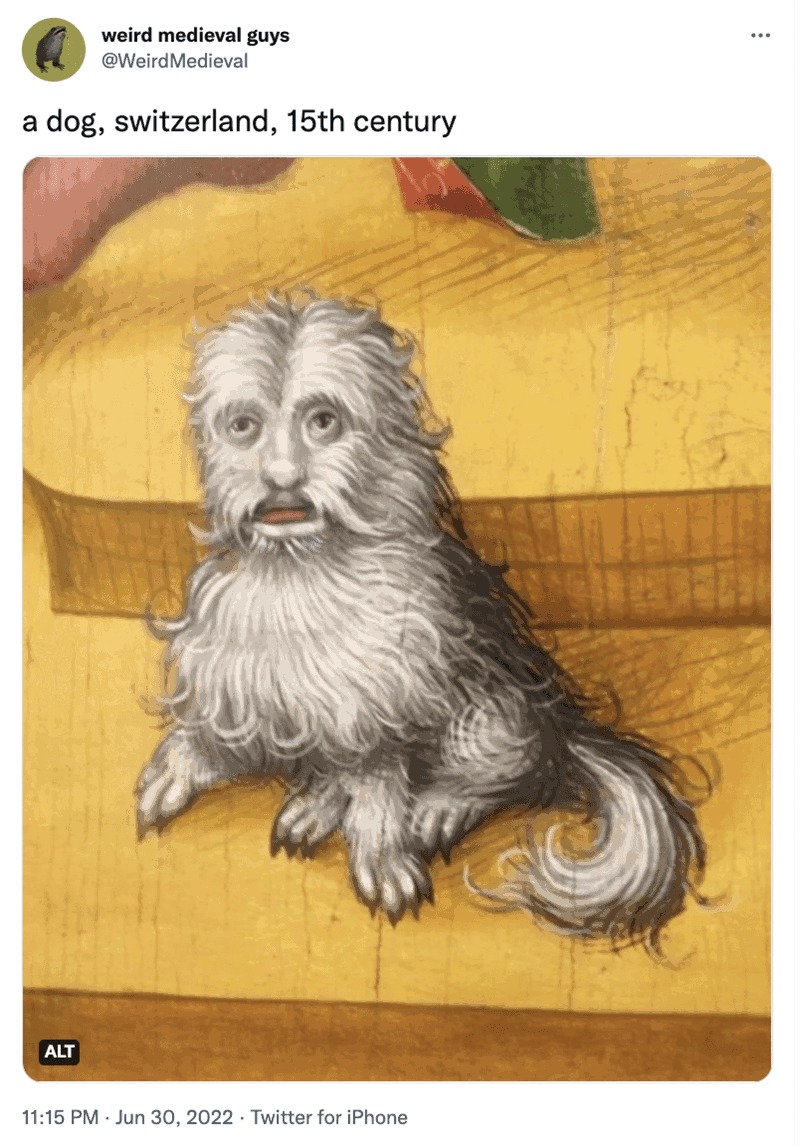 Person:Can you paint a dog? Artist: yes I know what a dog looks like - meme