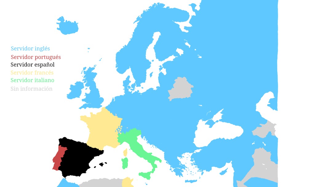 El servidor de memedroid usado en cada país de europa