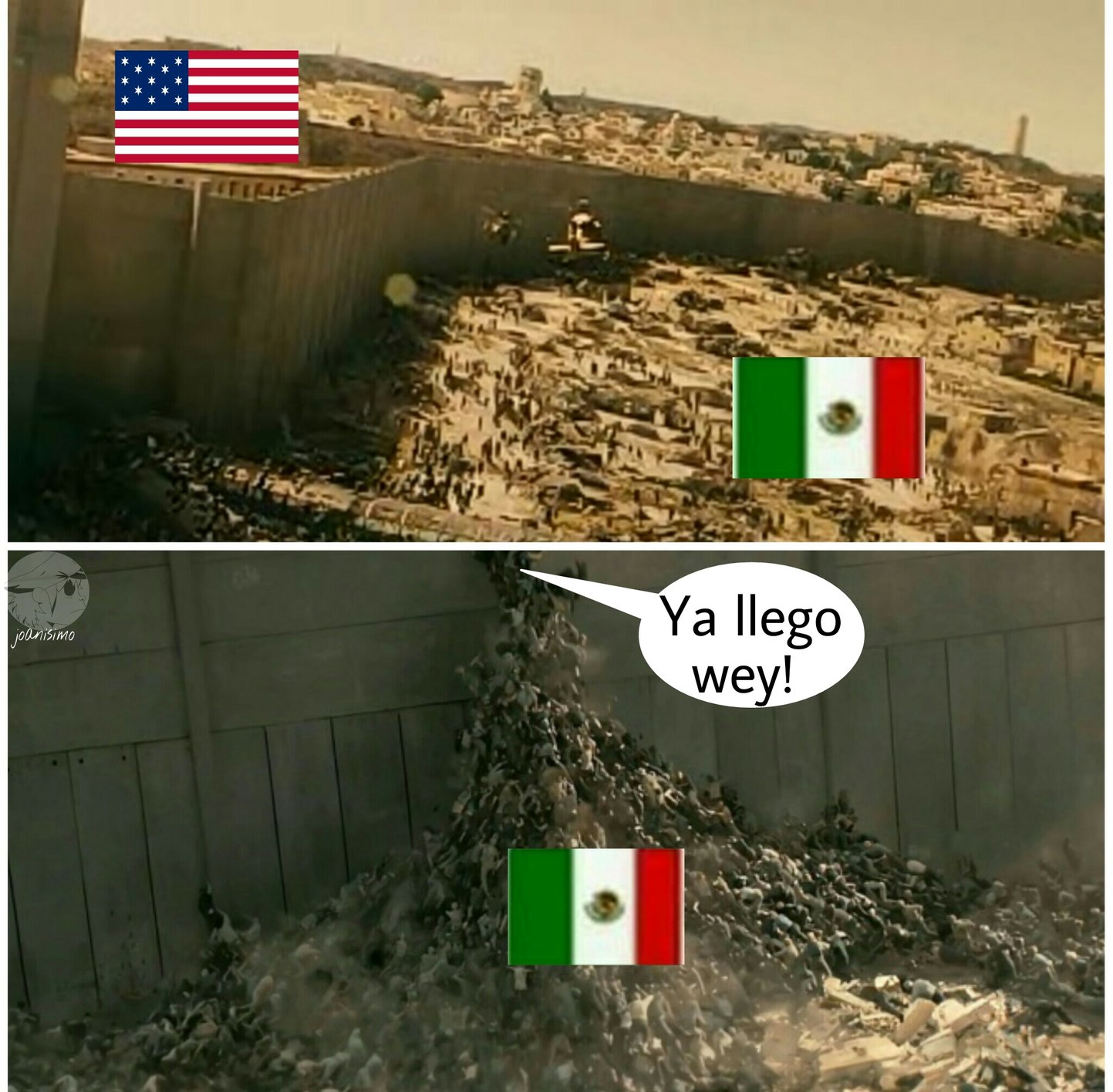 No hay muro que mexicano no salte :v - meme
