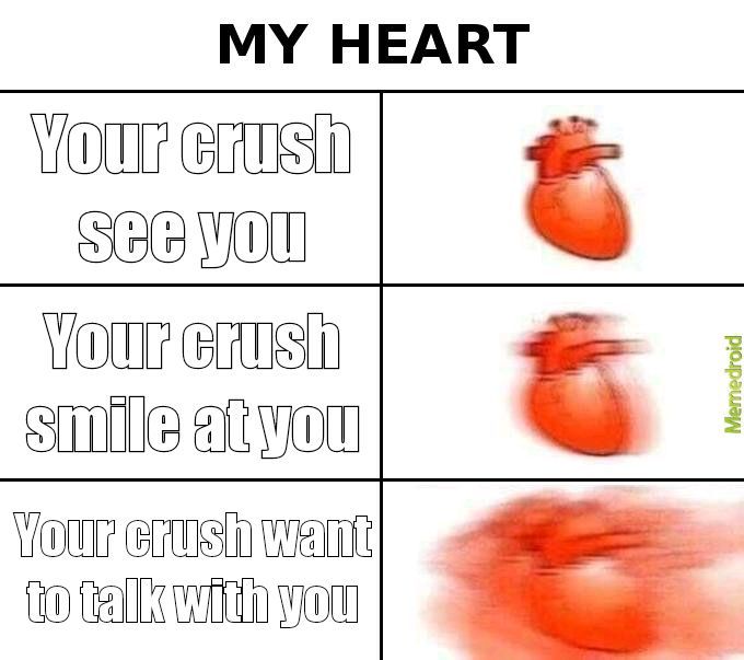 Three stages about your crush - meme