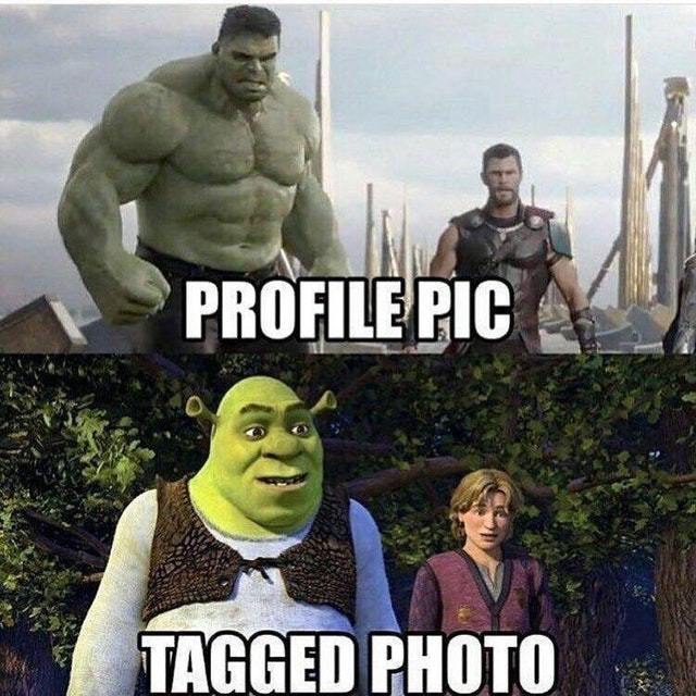 Profile pic vs tagged photo - meme