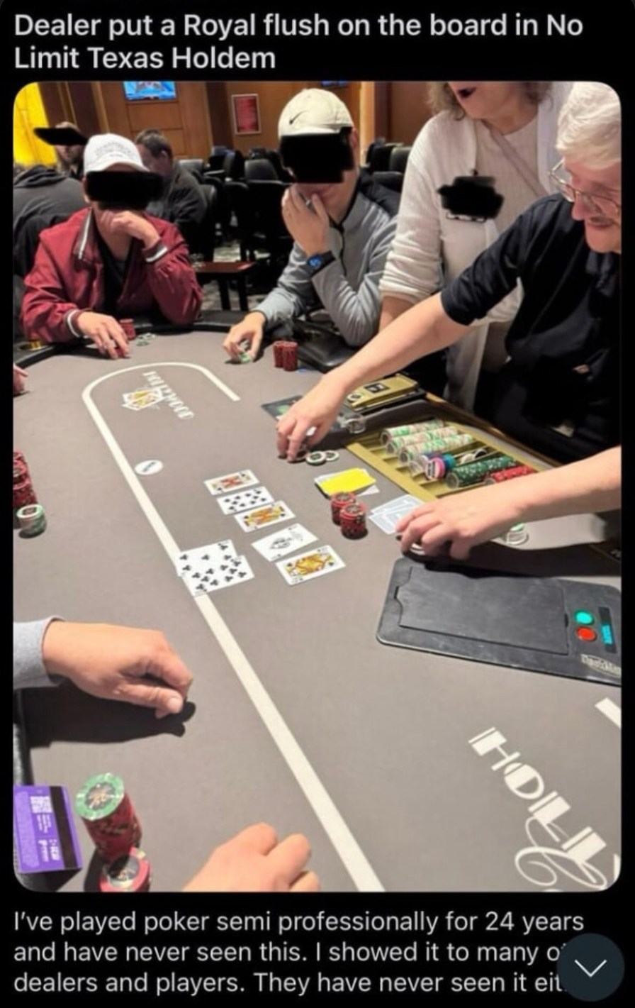 A royal flush on the board? Poker gods are flexing - meme