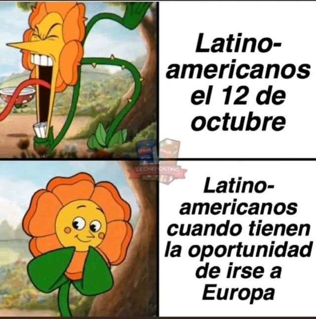 latinoamericanos el 12 oct llorando y al día siguiente en Ryanair pa Europa - meme