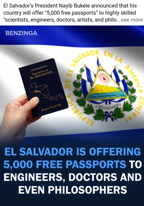El Salvador is offering 5,000 free passports - meme
